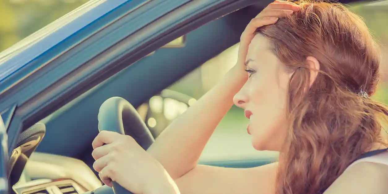 An angry woman should move closer to her new job to avoid road rage. An angry woman should move closer to her new job to avoid road rage.